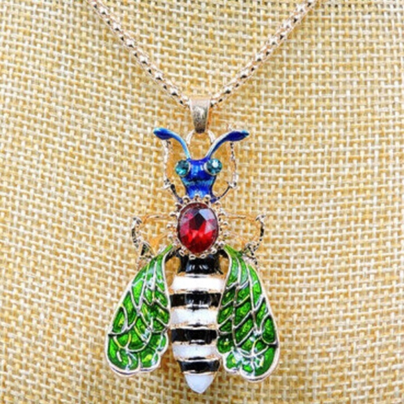 Crystal Enamel Bee Pendant Long Necklace Multicolor- Betsey Johnson - Picture 6 of 6